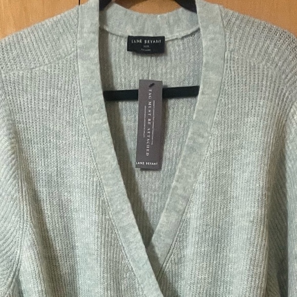 Lane Bryant Soft Sea Green (18/20) V-neck Knit Cozy-core Sweater Dress - Picture 13 of 13